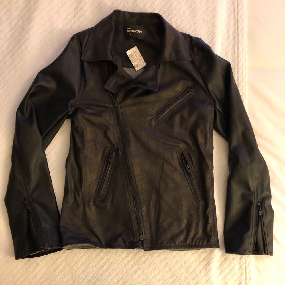 Monrow Vegan Leather Moto Biker Jacket